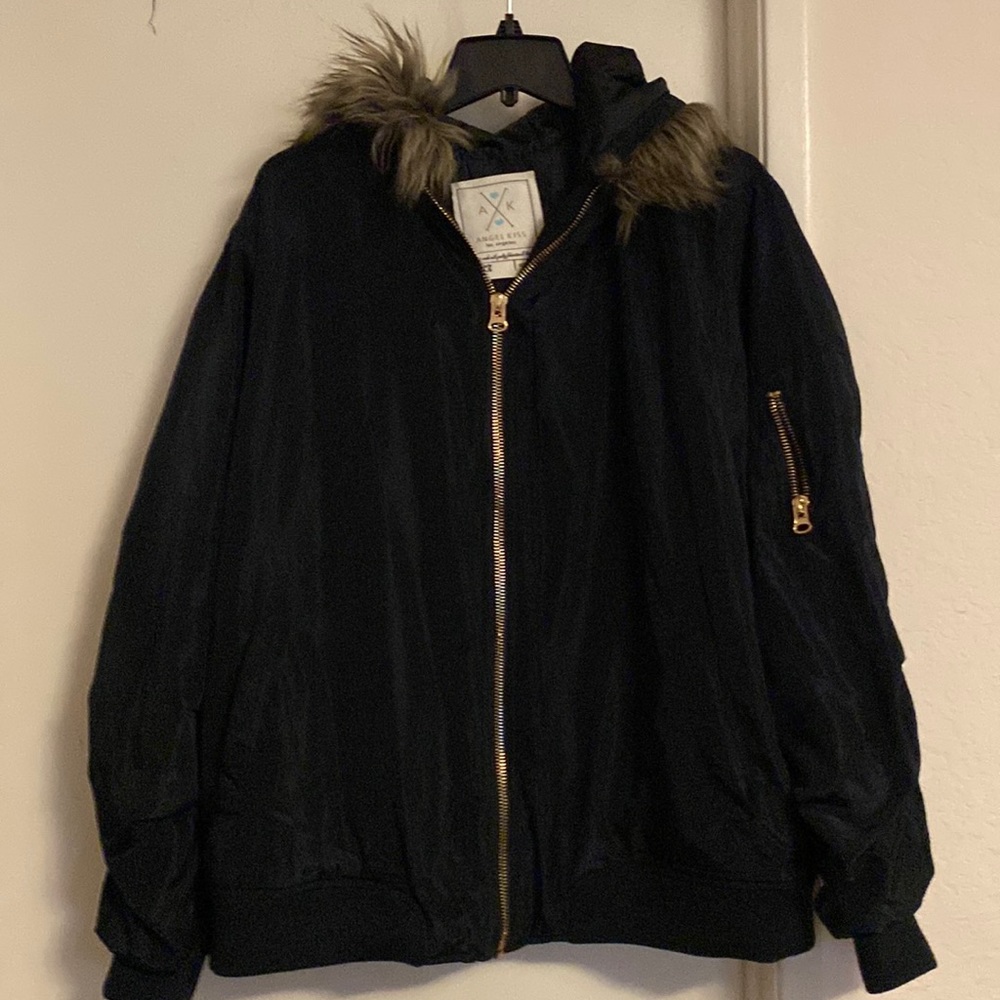 Black hooded jacket